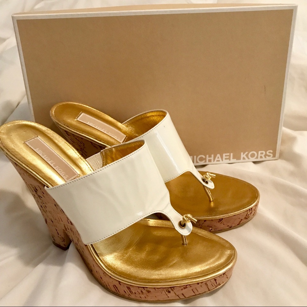Michael Kors White Cork Wedge